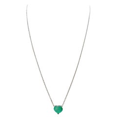 1.96 Carats Colombian Emerald Heart Shape Pendant White Gold 14 Karat