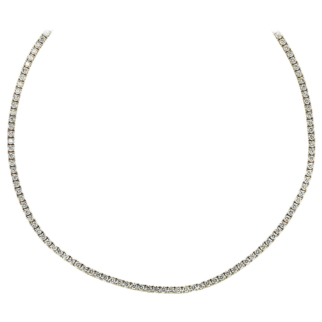 Vivid Diamonds 14.60 Carat Diamond Tennis Necklace For Sale