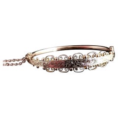 Antique 9k Gold Engraved Bangle, Edwardian