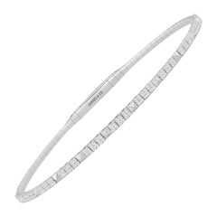 Bracelet jonc en or 14 carats avec diamants de 0,80 carat de pureté VS et or blanc, avec diamants