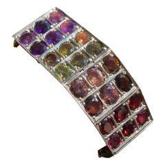 Vintage Mid-Century Rainbow Sapphire Gemstone Bracelet 24 Carats