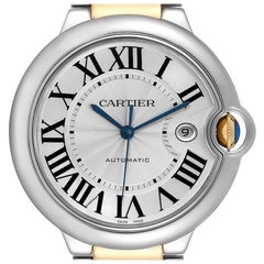 Cartier Ballon Bleu 42 Steel Yellow Gold Silver Dial Mens Watch W6900923