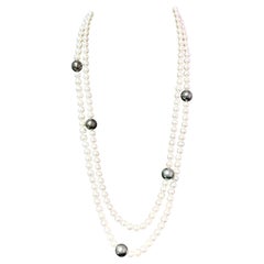 Akoya & Tahitian Pearls Diamond Necklace 18k Gold Certified