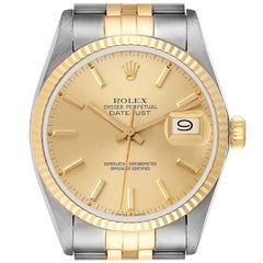 Rolex Datejust 36 Steel Yellow Gold Champagne Dial Vintage Mens Watch 16013