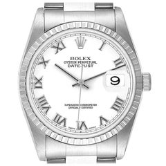 Rolex Datejust 36 White Roman Dial Steel Mens Watch 16220