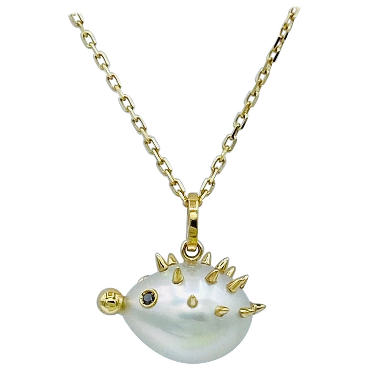 Petronilla 18 Karat Gold Animal Stoat Diamond Australian Pearl Pendant