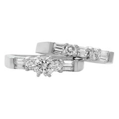 Rachel Koen Diamond Engagement Set of Rings 14K White Gold 1.0cttw