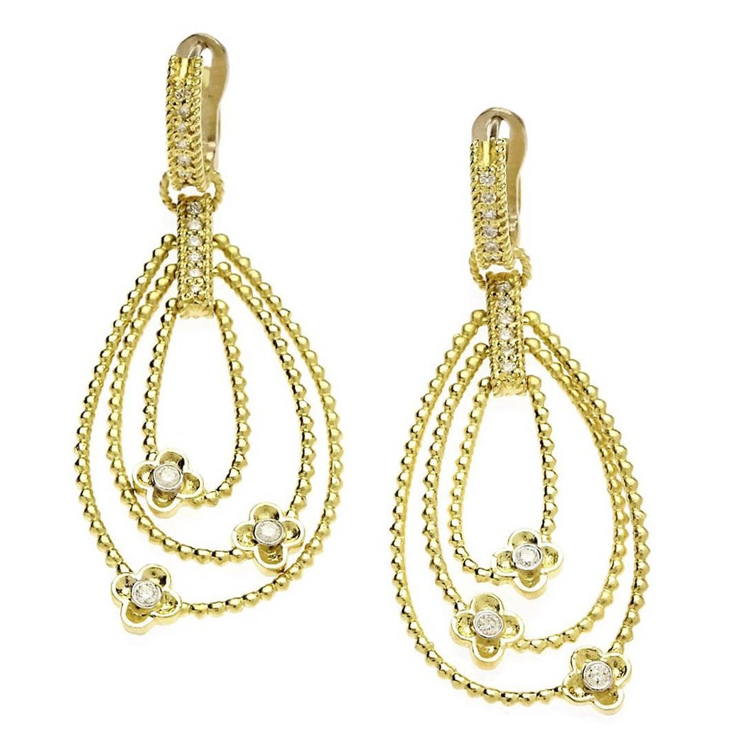 Stambolian 18 Karat Yellow Gold Diamond Floral Drop Dangle Earrings