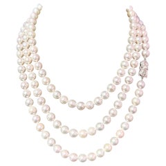 Mikimoto Estate Akoya Pearl Necklace 18k W Gold Certified