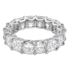Rachel Koen, anneau d'éternité en platine avec diamants taille coussin de 9,99 carats poids total