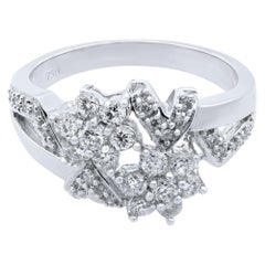 Rachel Koen Diamond Cocktail Ring 18K White Gold 0.75cttw