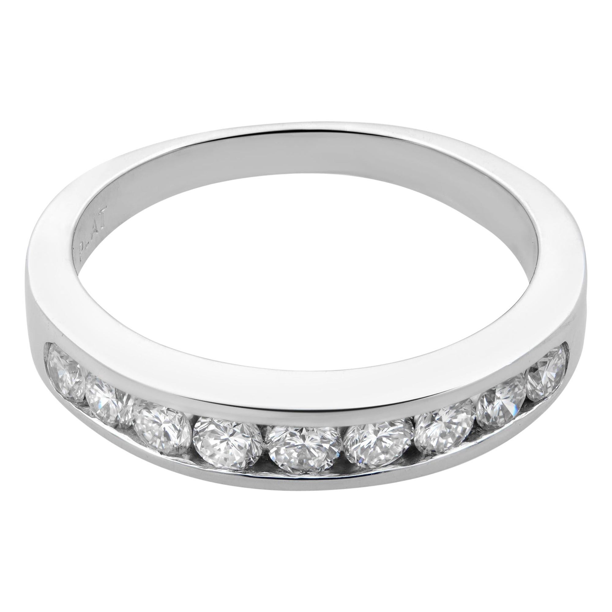 Rachel Koen Diamond Ladies Wedding Band Ring Platinum 0.50cttw For Sale