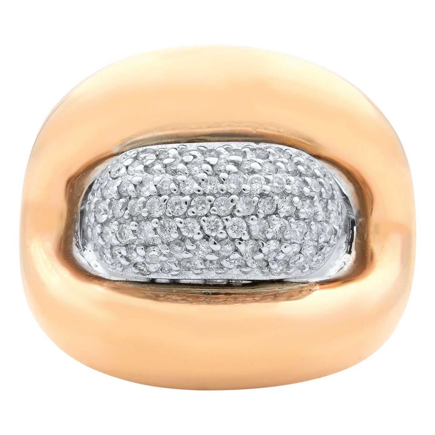 Rachel Koen Diamond Fashion Ring 14K White and Rose Gold 0.35Cttw For Sale