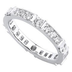 Pave Diamond Ladies Wedding Band Ring 18K White Gold 0.77cttw