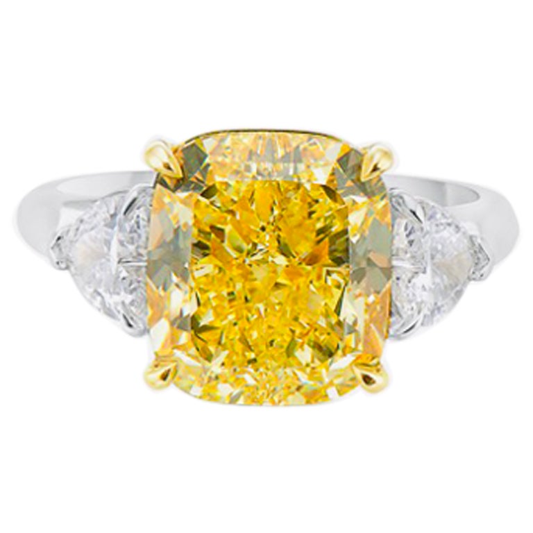 Emilio Jewelry, bague en diamant jaune intense fantaisie de 6,75 carats certifié GIA