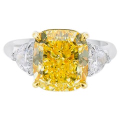 Emilio Jewelry GIA Certified 6.75 Carat Fancy Intense Yellow Diamond Ring