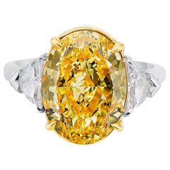 Emilio Jewelry GIA Certified 8.00 Carat Oval Fancy Intense Yellow Diamond Ring