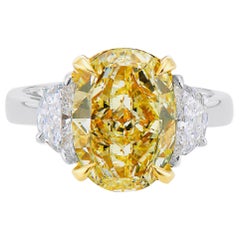 Emilio Jewelry, bague avec diamant jaune fantaisie de 5,00 carats certifié GIA