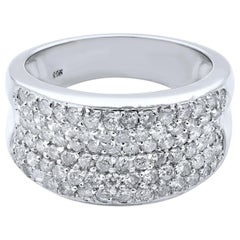 Rachel Koen Diamond Wide Band Ring 14K White Gold 1.00 Cttw