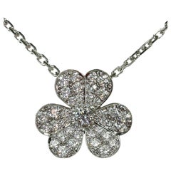 Retro Van Cleef & Arpels Frivole Diamond White Gold Small Model Pendant Necklace