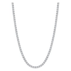 Diamond Tennis Necklace 14k White Gold 7 Carat, Natural Round Diamonds