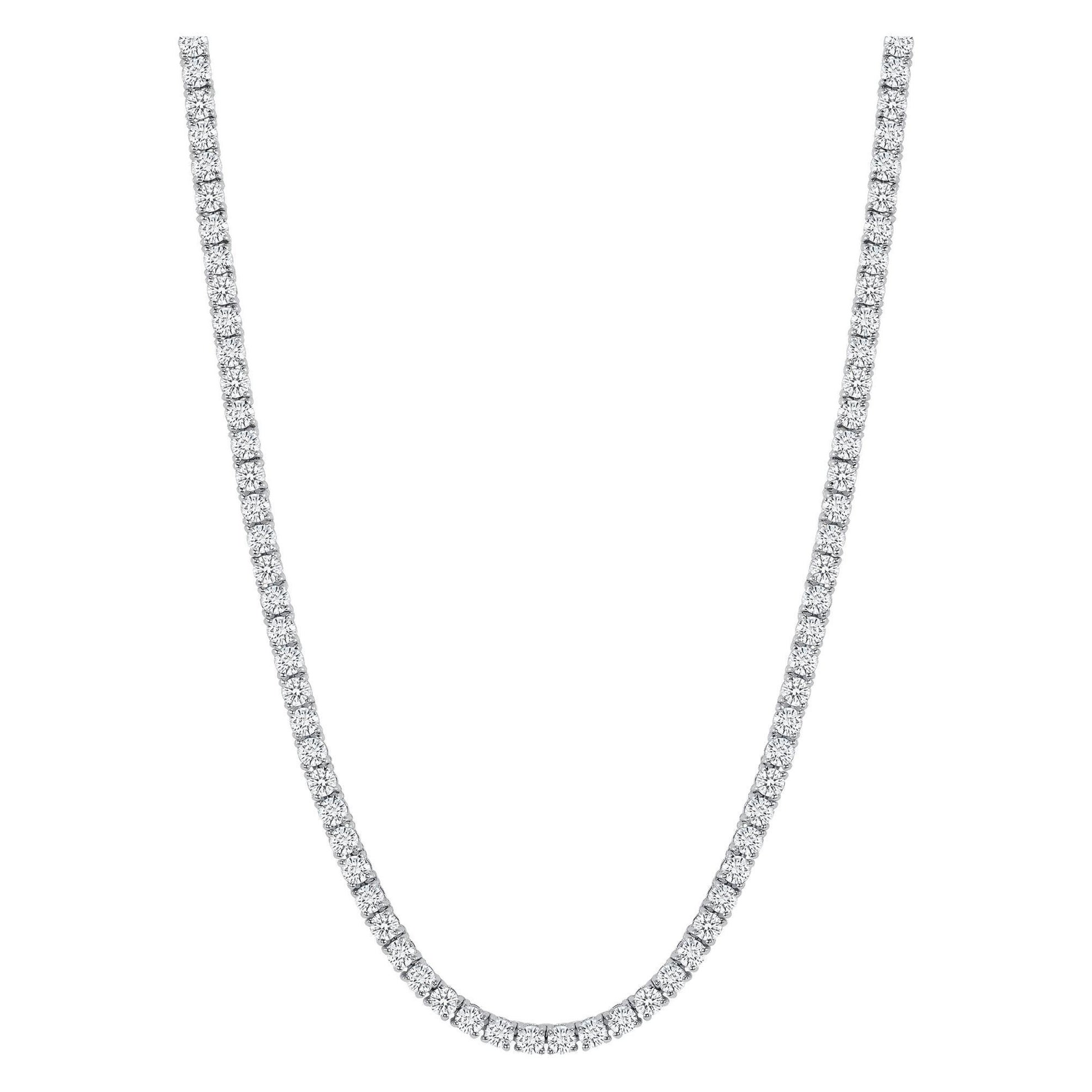 Diamond Tennis Necklace 14k White Gold 7 Carat, Natural Round Diamonds