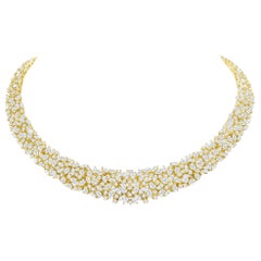 Used 30 Carat Diamond Cluster Necklace, 18K Yellow Gold