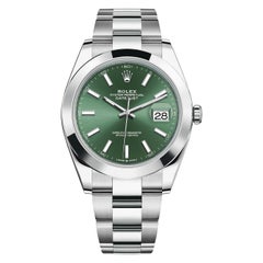 Rolex Datejust Stainless Steel Green Dial Oyster Bracelet Mens Watch 126300