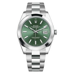 Rolex Datejust Edelstahl-Herrenuhr 126300 mit grünem Zifferblatt