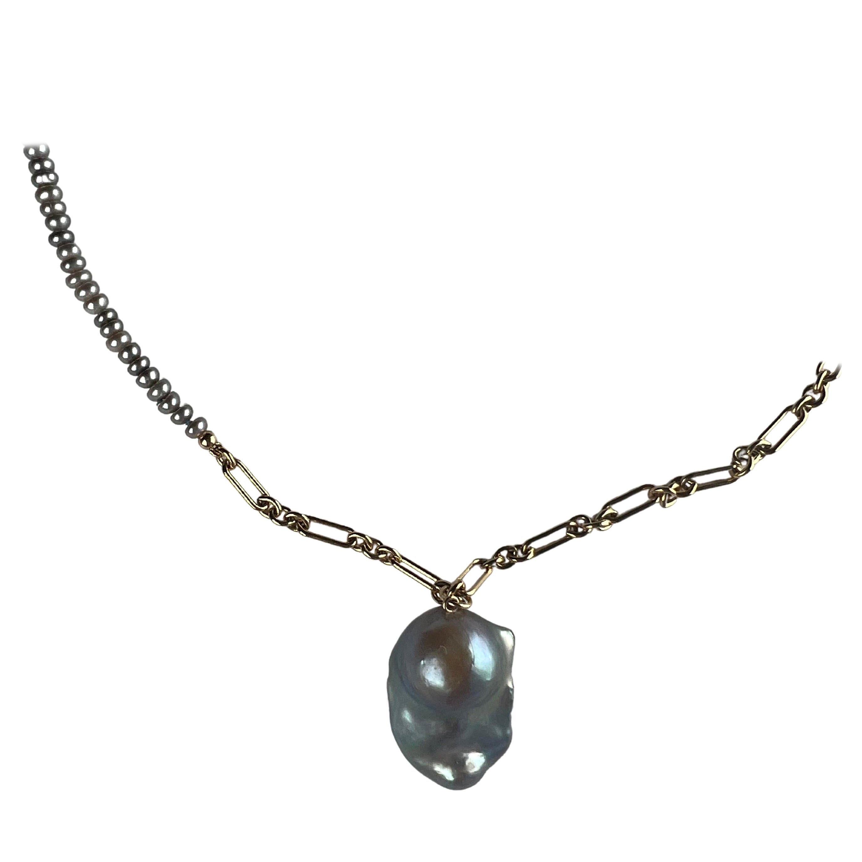 Grey Pearl Drop Pendant Pearl Tanzanite Necklace J Dauphin For Sale