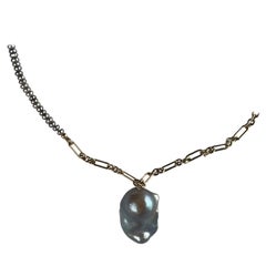 Halskette mit Tansanit-Perlen-Tropfenanhänger, J Dauphin
