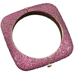 5 Carats Rubies Sterling Silver Bangle Bracelet 4