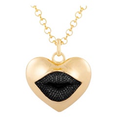 Love Lips Statement Necklace Black