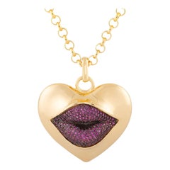 Love Lips Statement Necklace Red Crystal