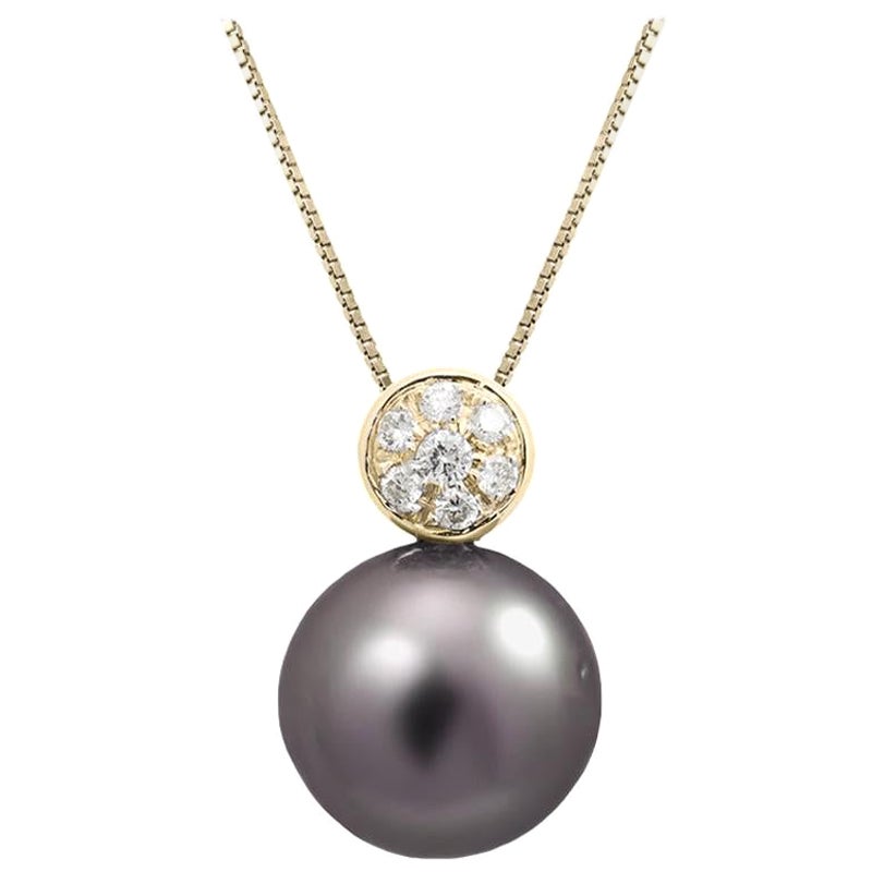 Annellino Fine Jewellery Tahitian Pearl and Champagne Diamond Gold Necklace