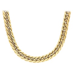 Contemporary Italian 18ct Yellow Gold Herringbone Link Necklace, 50g
