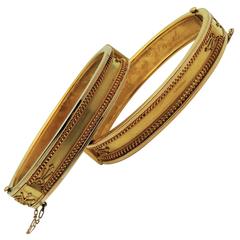 Rare Antique Pair Matched Gold Child's Bracelets.