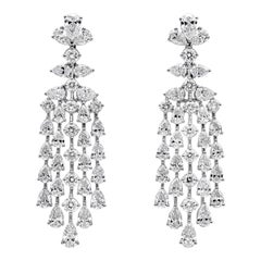 Used Roman Malakov, 10.95 Carat Total Pear and Round Diamonds Chandelier Earrings