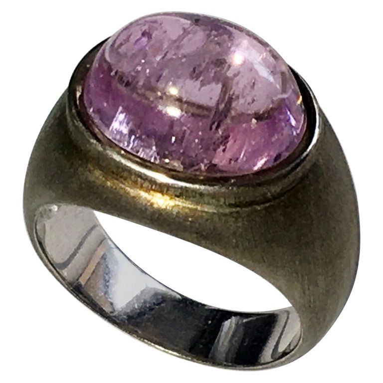 Silver Kunzite Dome Ring For Sale at 1stDibs