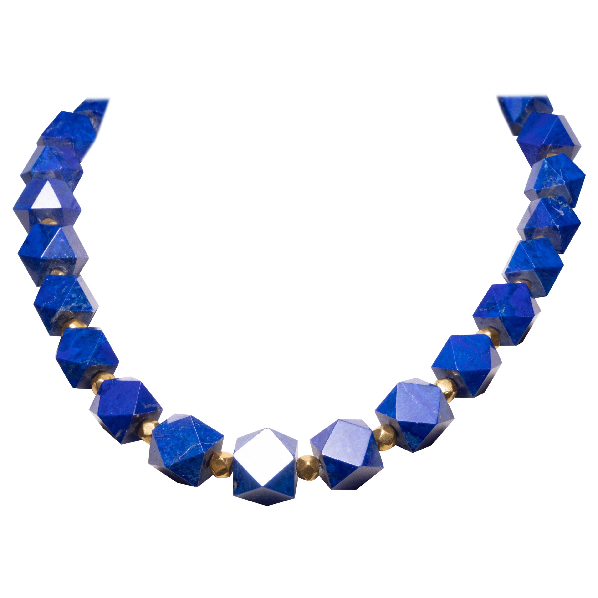 Lapis Lazuli and 18K Gold Beaded Necklace by Deborah Lockhart Phillips For Sale