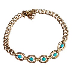 Antique Victorian Turquoise and Pearl Bracelet, 9k Gold