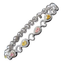 Natural Fancy Color Diamond Hearts Bracelet