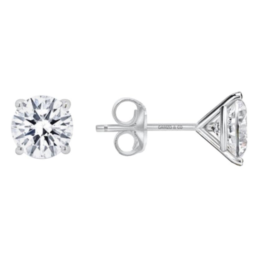 14k natürliche Diamant-Ohrringe, Diamant-Ohrstecker, Diamant-Ohrstecker Push Back-Fassung, 4 Karat natürlich im Angebot
