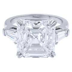 GIA Certified 5 Carat Asscher Cut Diamond Ring Platinum Made in Italy