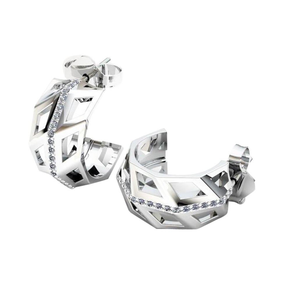 Original White Diamond Elegant White 18K Gold Earrings for Her for Him