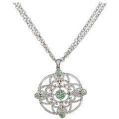 Julia Post Emerald Diamond Sterling Silver Pendant Necklace