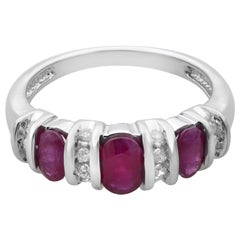 Rachel Koen Ruby 0.75cttw Diamond 0.17cttw Cocktail Ring 14K White Gold SZ7