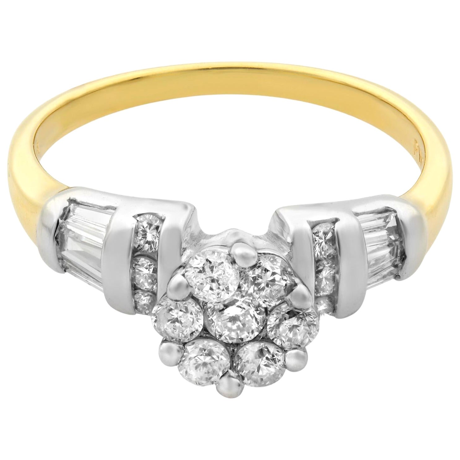 Rachel Koen Diamond Wedding Ring 14K White and Yellow Gold 0.25cttw