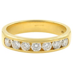 Channel Set Round Diamond Wedding Ring Band 18K Yellow Gold 0.50Cttw