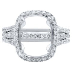 Rachel Koen Diamond Set Cushion Cut Center Stone Mounting Platinum Ring